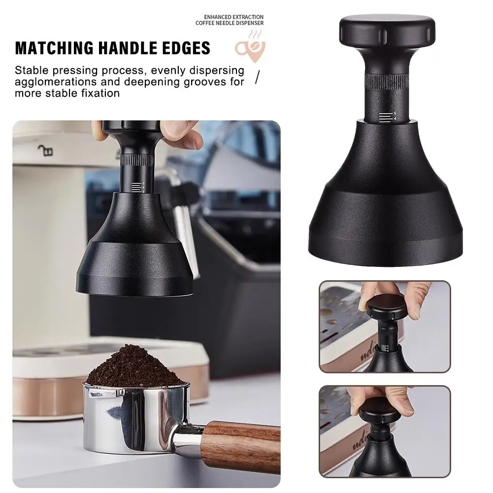 

Adjustable Coffee Grounds Needle Distributor Tamper Black Tools 53 51 Distributor Needle Stirring Type Powder 58mm Y2A1