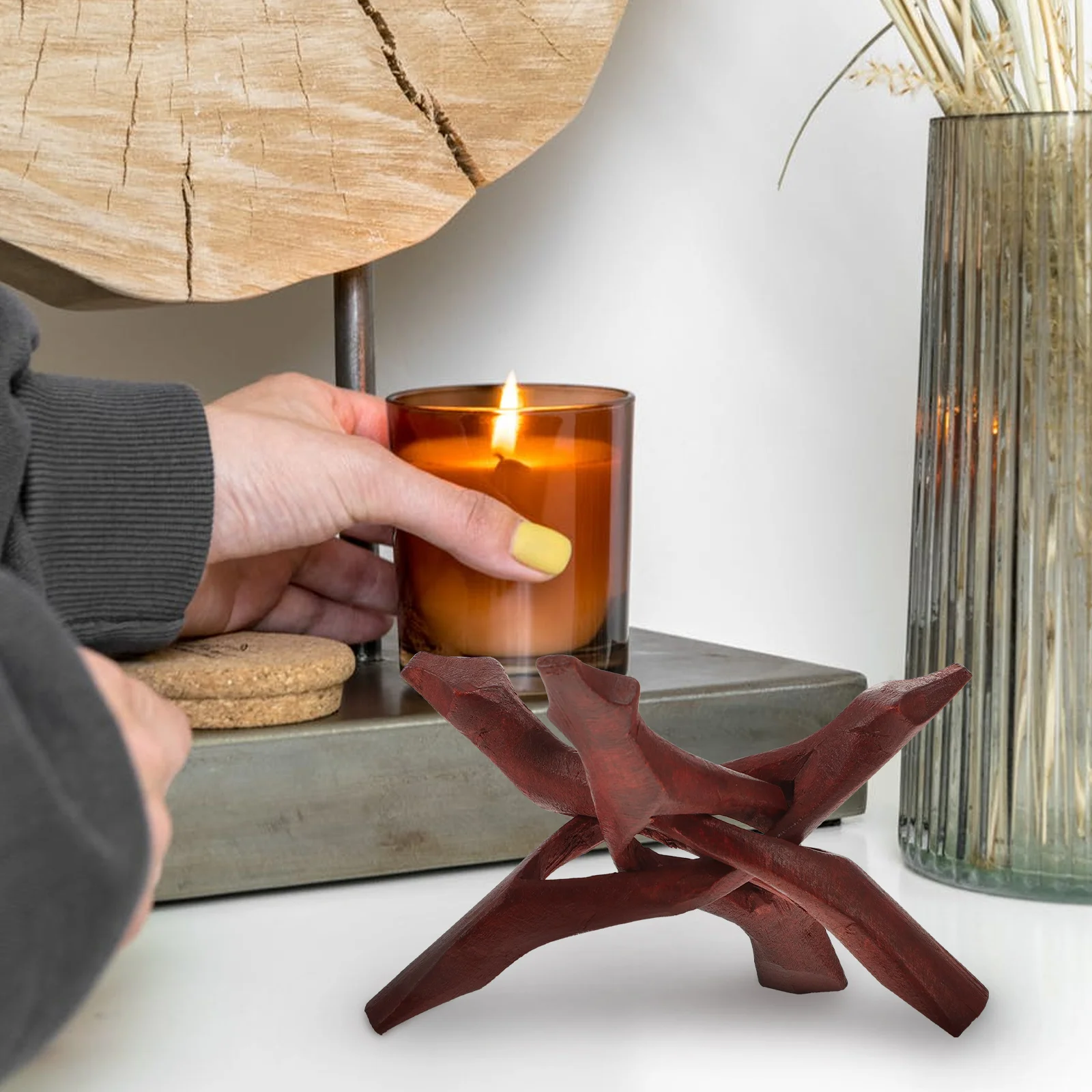 Wooden Tripod Stand Snake Shape Rack Creative Display Easel Durable Wood Stand Carved Tripod Supplies Wooden Display