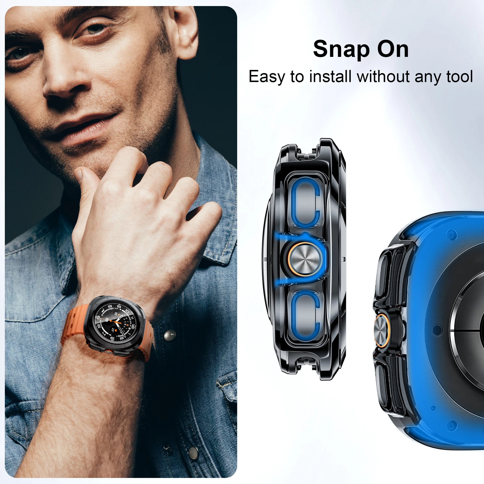 Premium Tempered Glass Screen Protector & Hard PC Bumper Case for Samsung Galaxy Watch Ultra