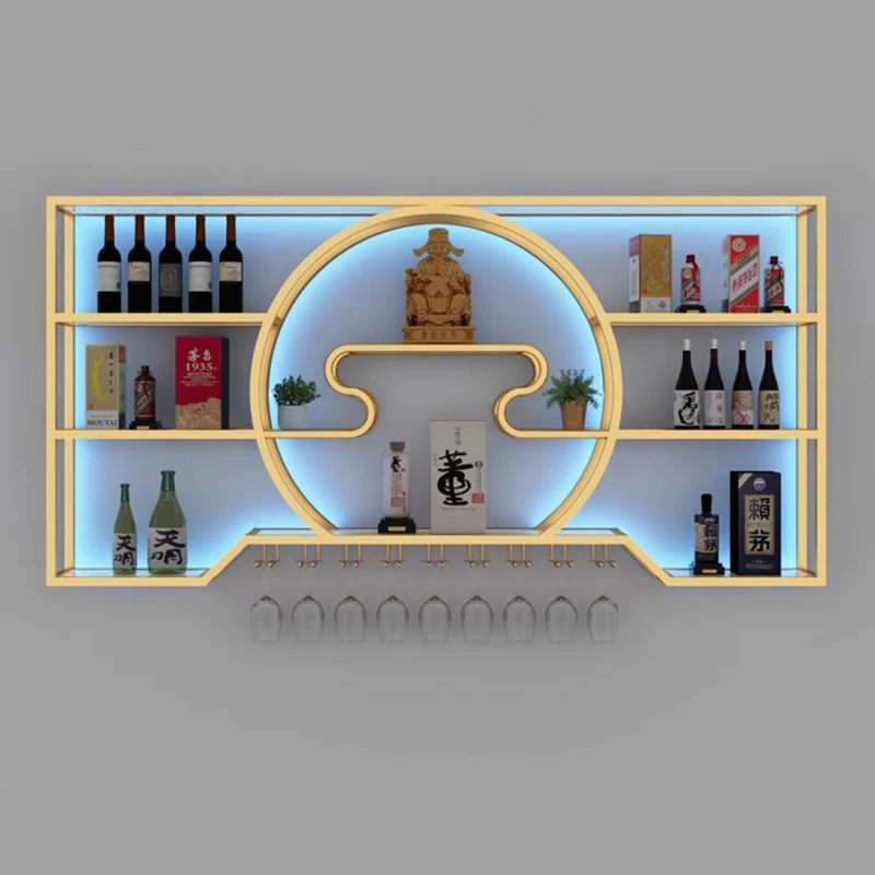 Salon Unique Wine Cabinets Commercial Cellar Storage Whisky Liquor Wine Rack Inverted Retail Cremalheira De Vinho Bar Furnitures