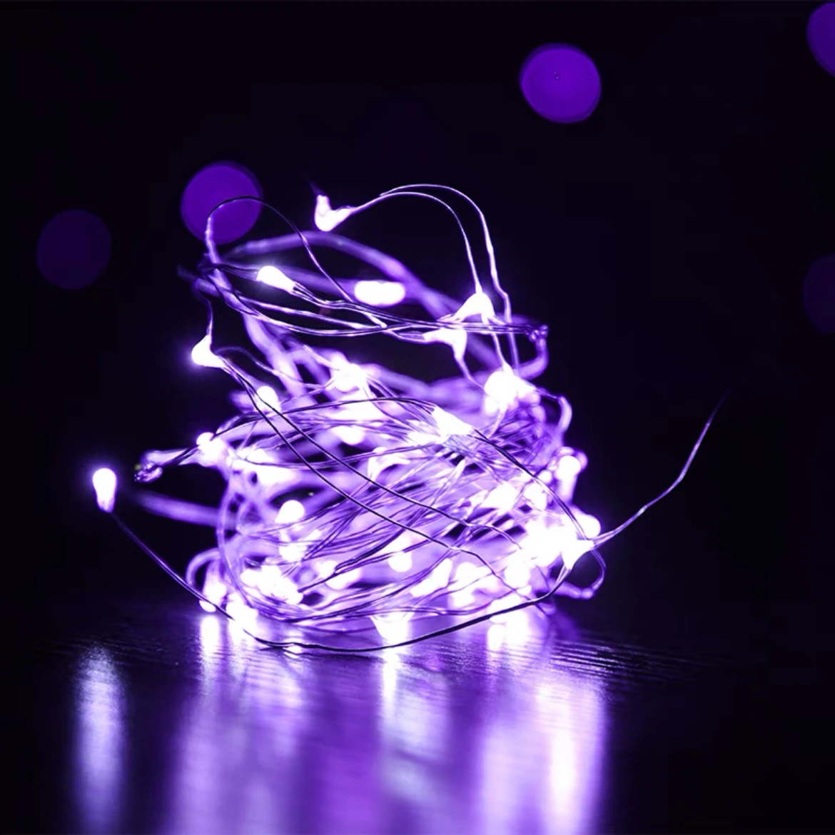 thumbnail image 1 of Luces de hadas que funcionan con pilas para centros de mesa de bodas, decoraciones para fiestas, luces de cadena de alambre de cobre para Navidad, funciona con pilas, 1 of 5