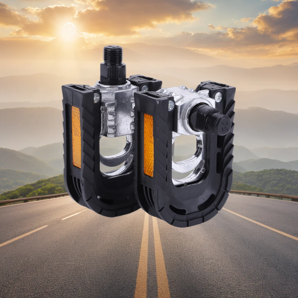 Bicycle Flat Pedals with Safety Reflective Sheet Cycling Sports Pedals Non-Slip Universal Foldable Pedals Bicycle Accessories