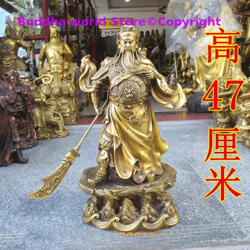 

47CM large # Asia home Shop company effective thriving business recruiting money Wealth God GUAN GONG FENG SHUI COPPER statue