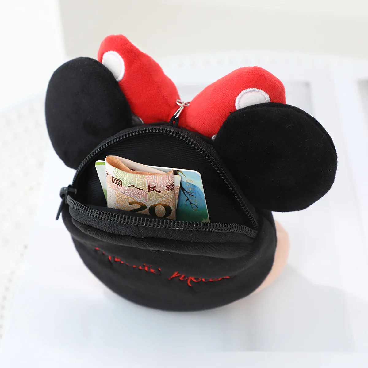 Disney Minnie Mouse Coin Purse Bag Pendant Plush Toy Mickey Pluto Earphone Storage Bag Kawaii Stuffed Anime Doll Kid Gifts