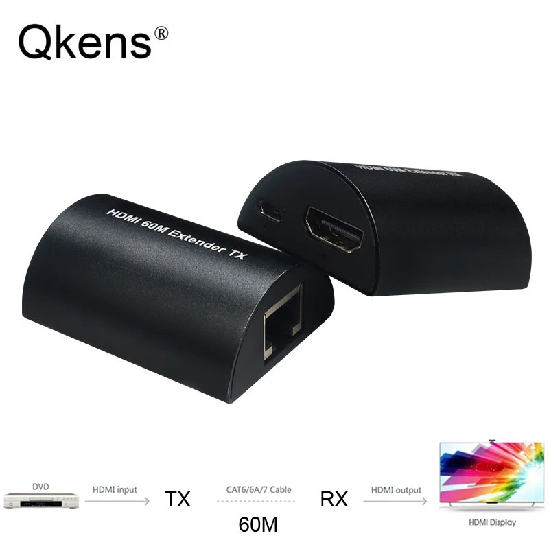 60m 1080p Hdmi Extender Over Rj45 Cat5e Cat6 Network Ethernet Cable For Ps3 Ps4 Ps5 Xbox Laptop To Monitor Tx Rx Video Converter Aliexpress