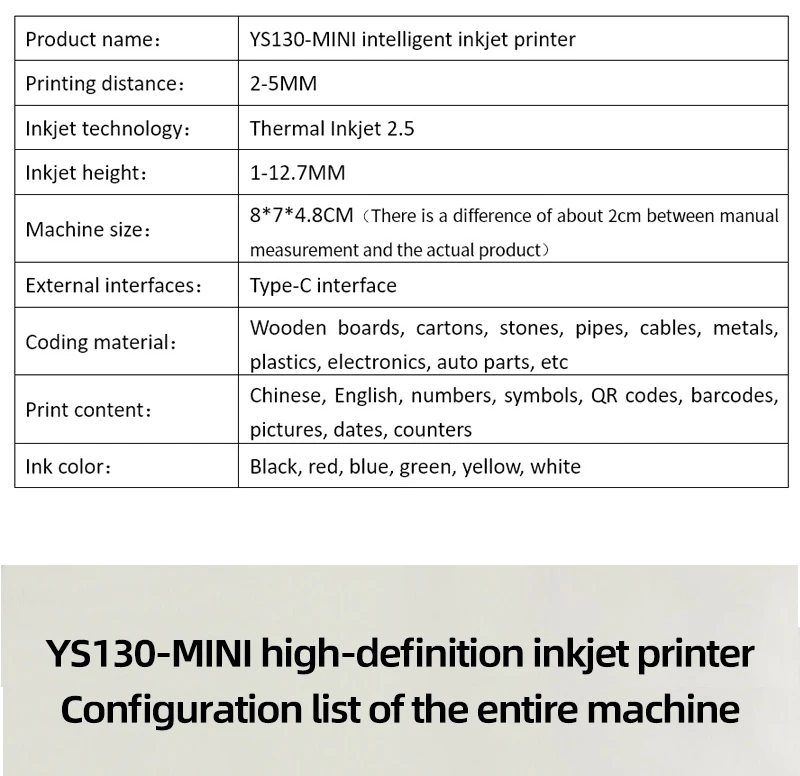 23 Languages YS130 12.7mm printing gun Code Date Logo Expiry Label Portable mini