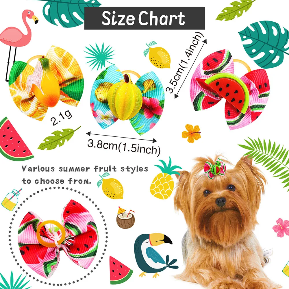 Bulk Dog Hair Bow Summer Fruit Small Dog Bows Fashion Hair Bows Rubber Cute Pet Dog Grooming Accessories For Small Dogs Cats