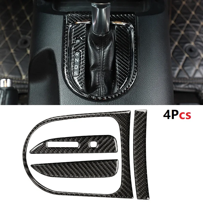 

4PCS Carbon Fiber Car Gear Shift Box Panel Cover Decorative Trim For Ford Mustang 2015-2019 Interior Accessories