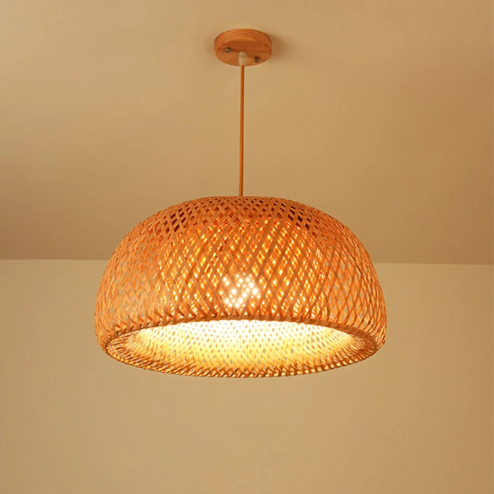 Hand Knitted Chinese Style Weaving Hanging Lamps 18/19/30cm Restaurant Home Decor Lighting Fixtures Bamboo Pendant Lamp 6