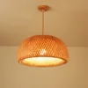 Hand Knitted Chinese Style Weaving Hanging Lamps 18/19/30cm Restaurant Home Decor Lighting Fixtures Bamboo Pendant Lamp 6