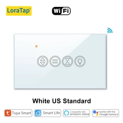 Smart WiFi Roller Shutter Curtain Switch with Voice Control Compatibility (White US Standard)
