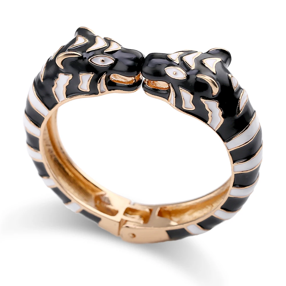 KAYMEN New Enamel Colorful Tiger Bangle Cuff Bracelet for Women Girls Statement Multicolor Fashion Bangle Jewelry 15 Colors 6