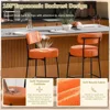 Bar Stools Set of 4,24 Inches Modern Counter Height Bar Stools with Curved Back Metal Legs, Orange Upholstered Boucle Barstools 3