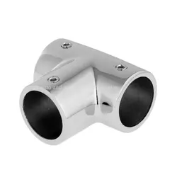 Boat Handrail Rail Tee Fitting 1 inch 90 Degree 3 Way Corner Elbow -Marine 316 Stainless Steel - Silver