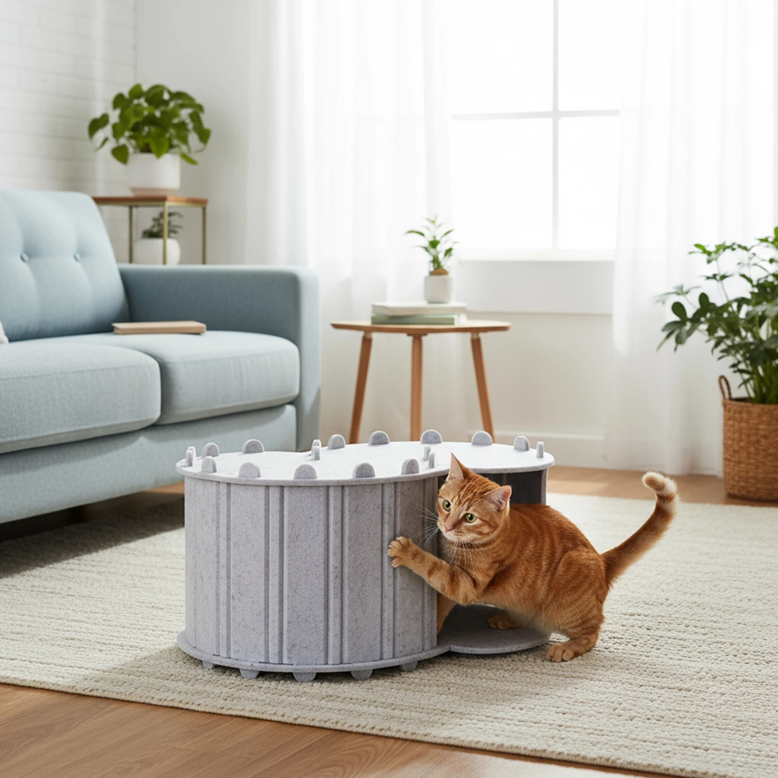 Cat Tunnel Bed Detachable Peekaboo Cat Cave Semi-enclosed Cat House for Indoor Cats