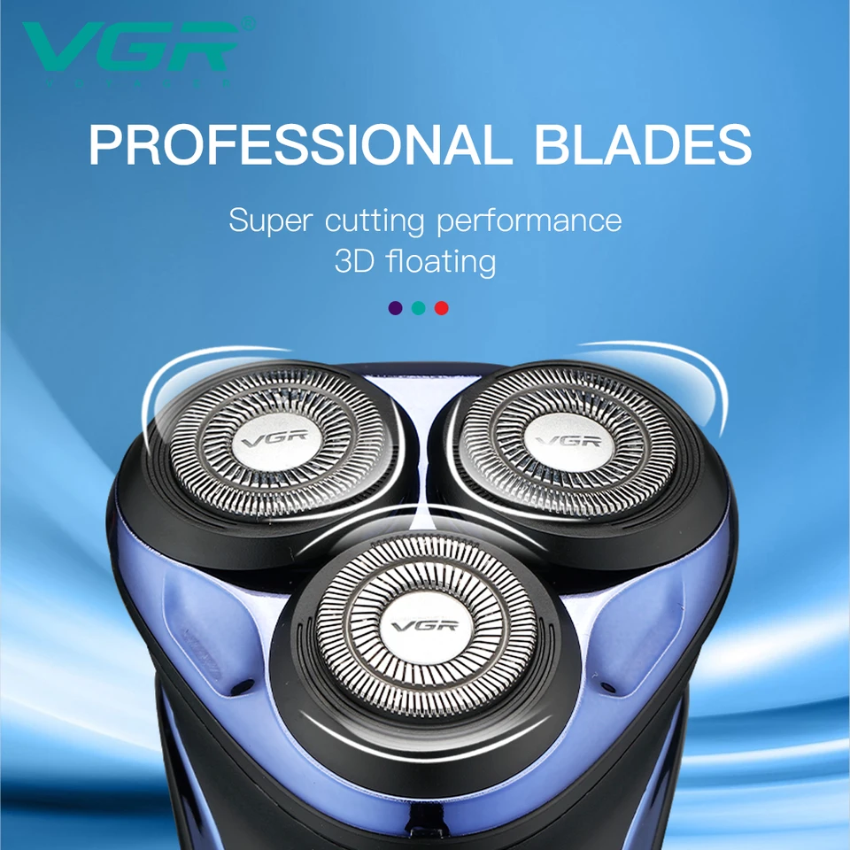 VGR Professioneel Scheerapparaat Waterdichte Baardtrimmer Rotatie 3D Zwevend Scheerapparaat Oplaadbaar Elektrisch Voor Mannen V-306_voghion.com
