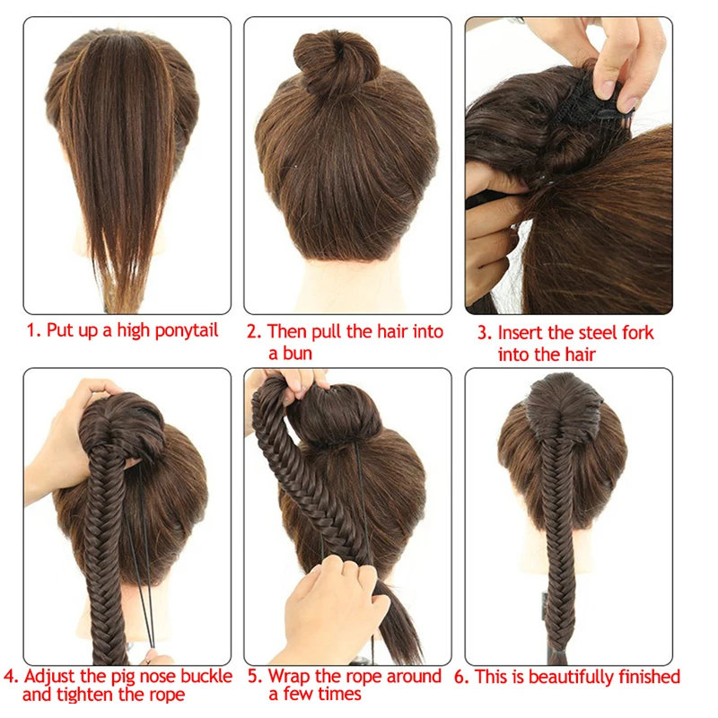 H&STAR 168Inch Synthetic Mini Drawstring Fishnone Ponytail Extensions  Heat Resistant  Braided Ponytails Extensions For Women G
