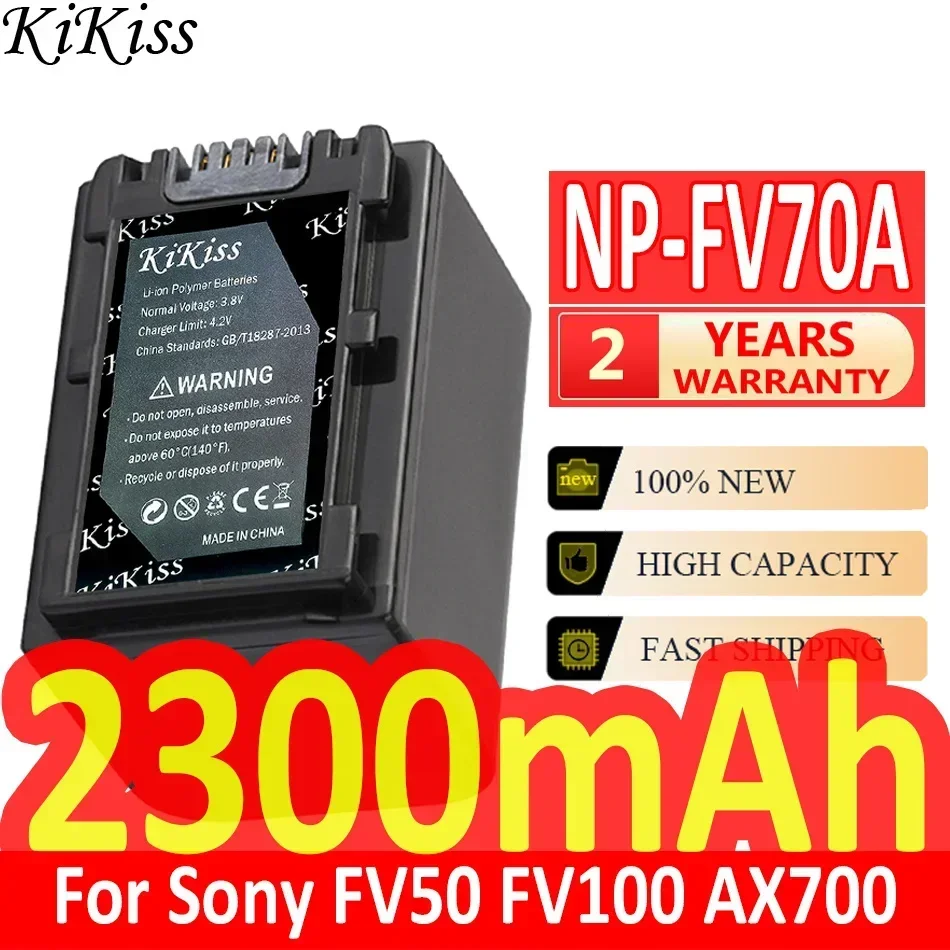 

2300mAh KiKiss Powerful Battery NP-FV70A NPFV70A For Sony FV50 FV50A FV100 AX700 AX45 60 AX100E AXP55 EAX40 Camera