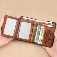 Men's Wallet Anti-theft Brush Ultra-thin Head Layer Cowhide Korean Version Short Genuine Leather Money Clip Vintage Daily Match 2