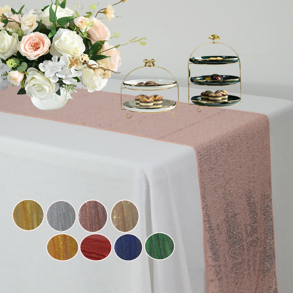 

Shiny Sequin Table Runner For Wedding Banquet Decors 12x71"/12x108" Birthday Christmas Restaurant Tea/Coffee Table Runners