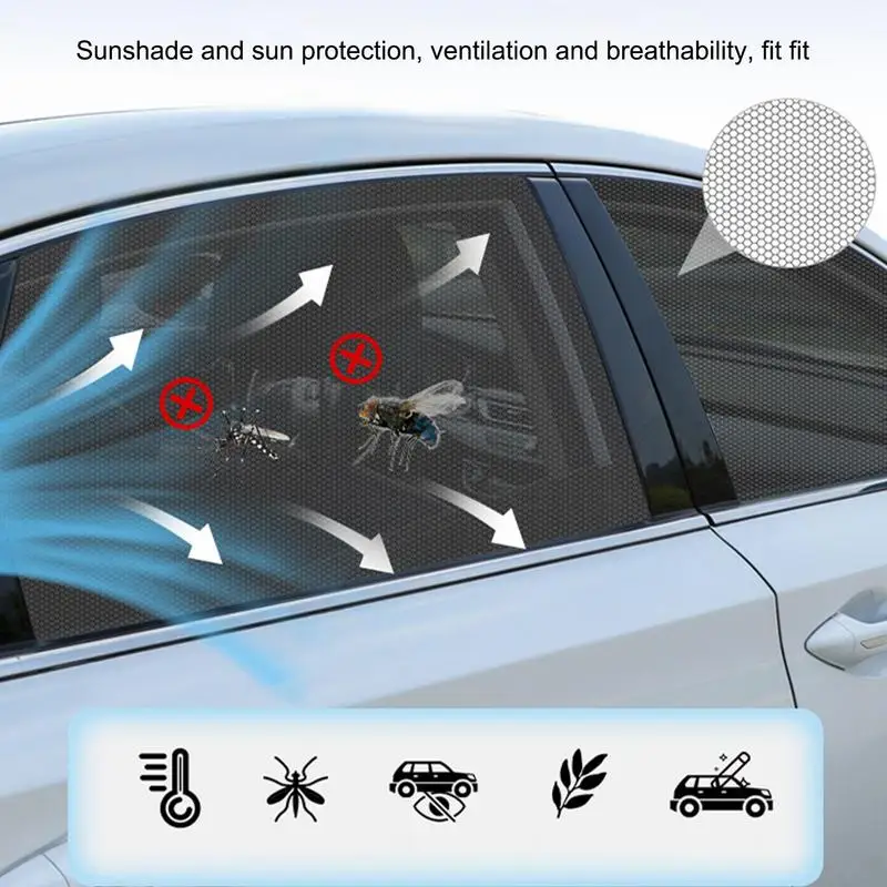 2Pcs Car Window Sunshade Breathable Thermal Insulation Car Side Window Sun Shade Curtains Auto Mosquito Clear Rear View Mirror