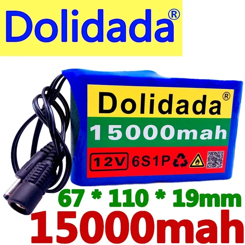 

Новый блок батарей 12 В 6S1P, 15 Ач, 18650, аккумуляторная емкость 12,6, 15000 В постоянного тока, мАч, камера видеонаблюдения, монитор