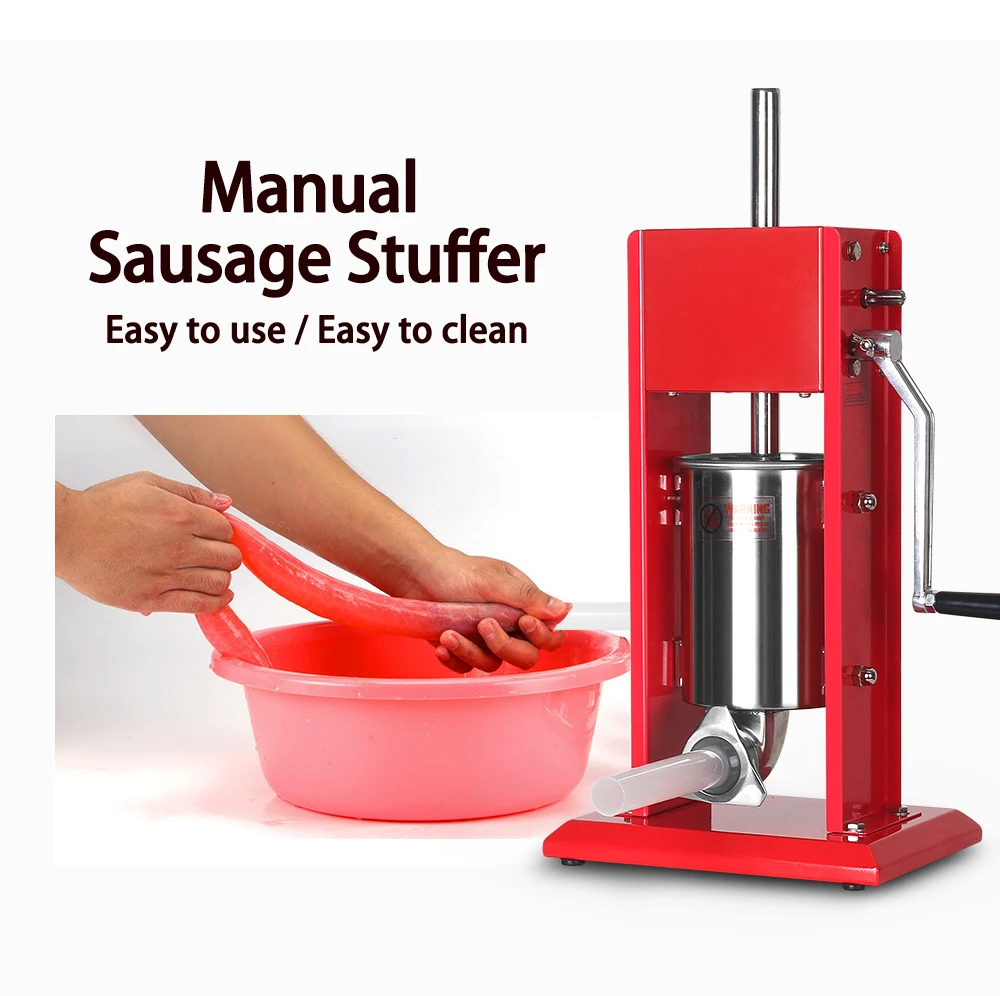 Description Picture 4 of itemITOP ST-3 3L Manual Meat Sausage Stuffer Stainless Steel Filler with 4 Nozzles Sausage Making Machine Meat Processor