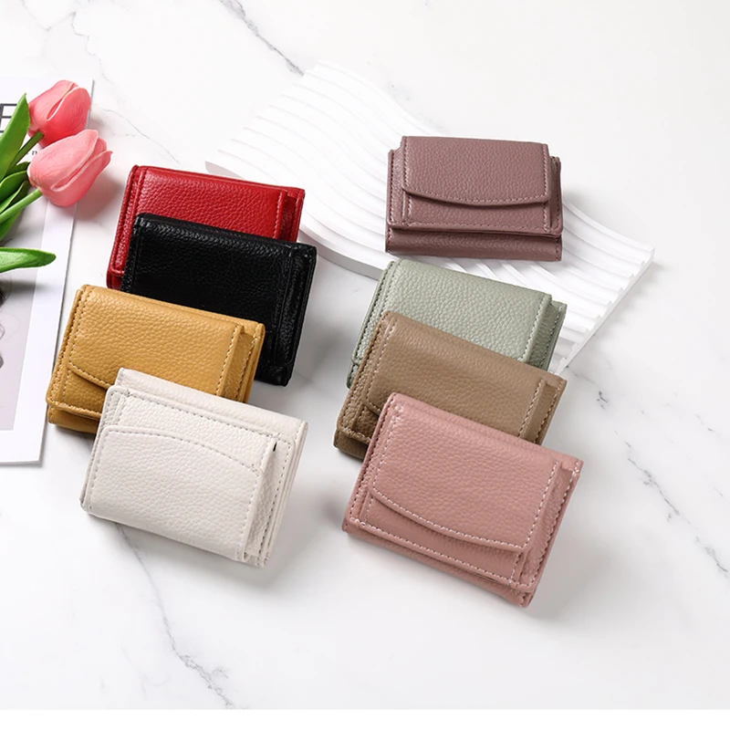 New Women Wallets Short Simple Tri-fold Purses Ladies Multi-card Bags Large-capacity Anti-theft Brush Purse Famale Mini Coin Bag 2