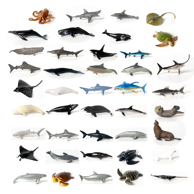 Realistic Mini Sea Animal Figures Dolphin Sharks Whales Octopus Turtle Stingray Ocean Animals Figurine Cake Topper Kid Toy Gift 1
