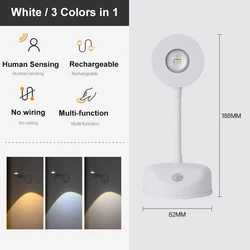 Wall Light LED Motion Sensor Spotlight - USB Rechargeable, Wireless, Dimmable for Artwork and Paintings (White - Human Sensor)