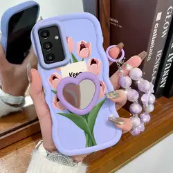Stay Happy Phone Case Set with Lanyard and Stand - 3 Piece Bundle - Galaxy A17 (PURPLE)