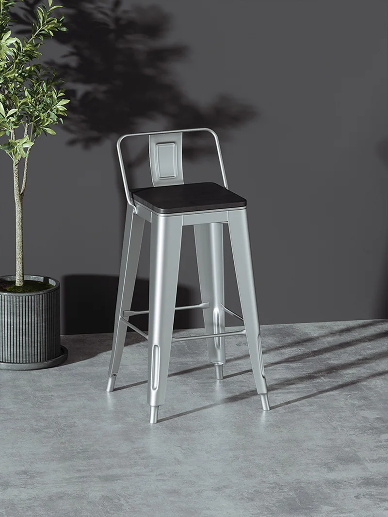Solid Wood Table and Chair Combination Industrial Style Bar Against The Wall High Foot Narrow Table