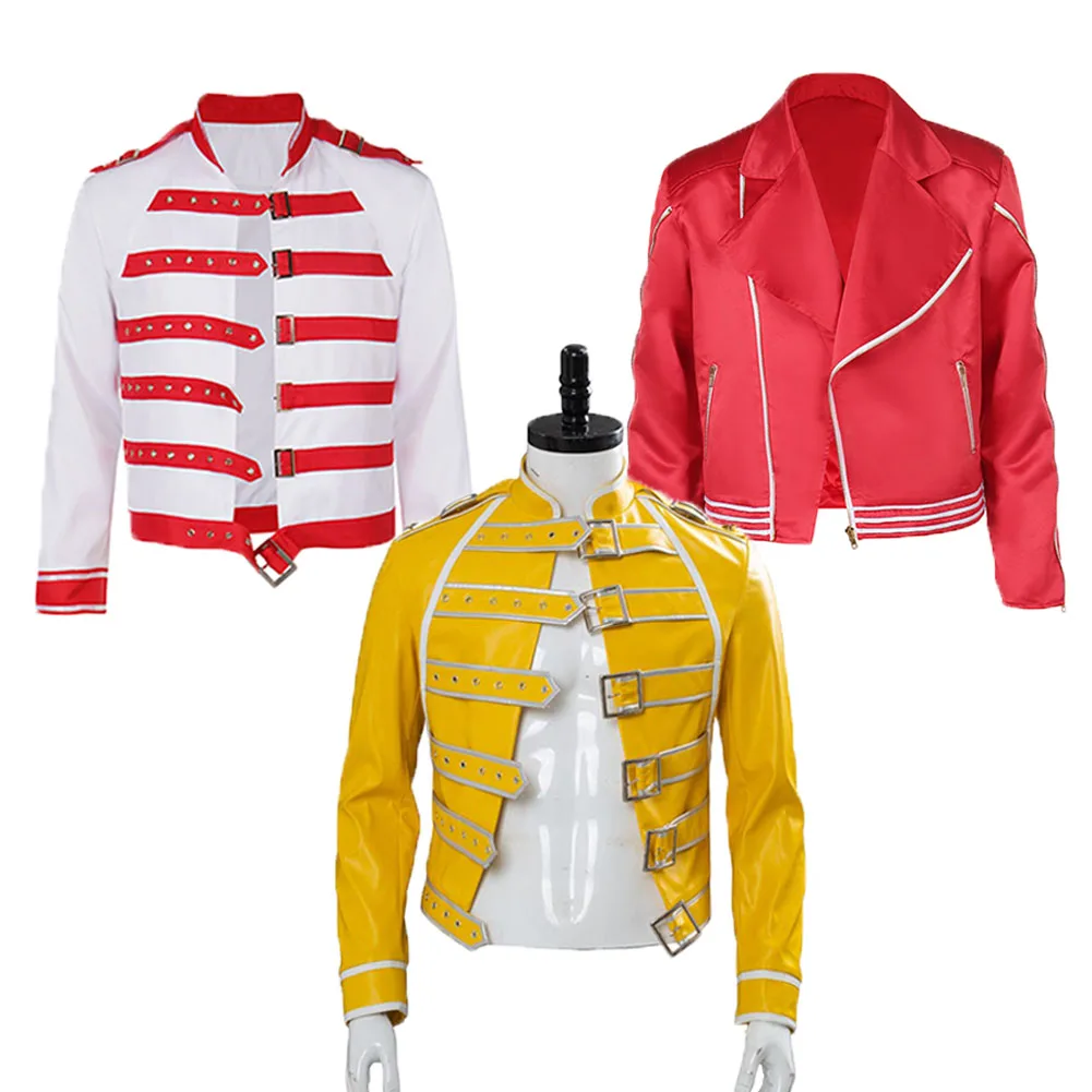 

Костюм для косплея Freddie Cos Mercury, Фэнтезийный костюм рок-группы для взрослых мужчин, маскировка, куртка, костюм для Хэллоуина