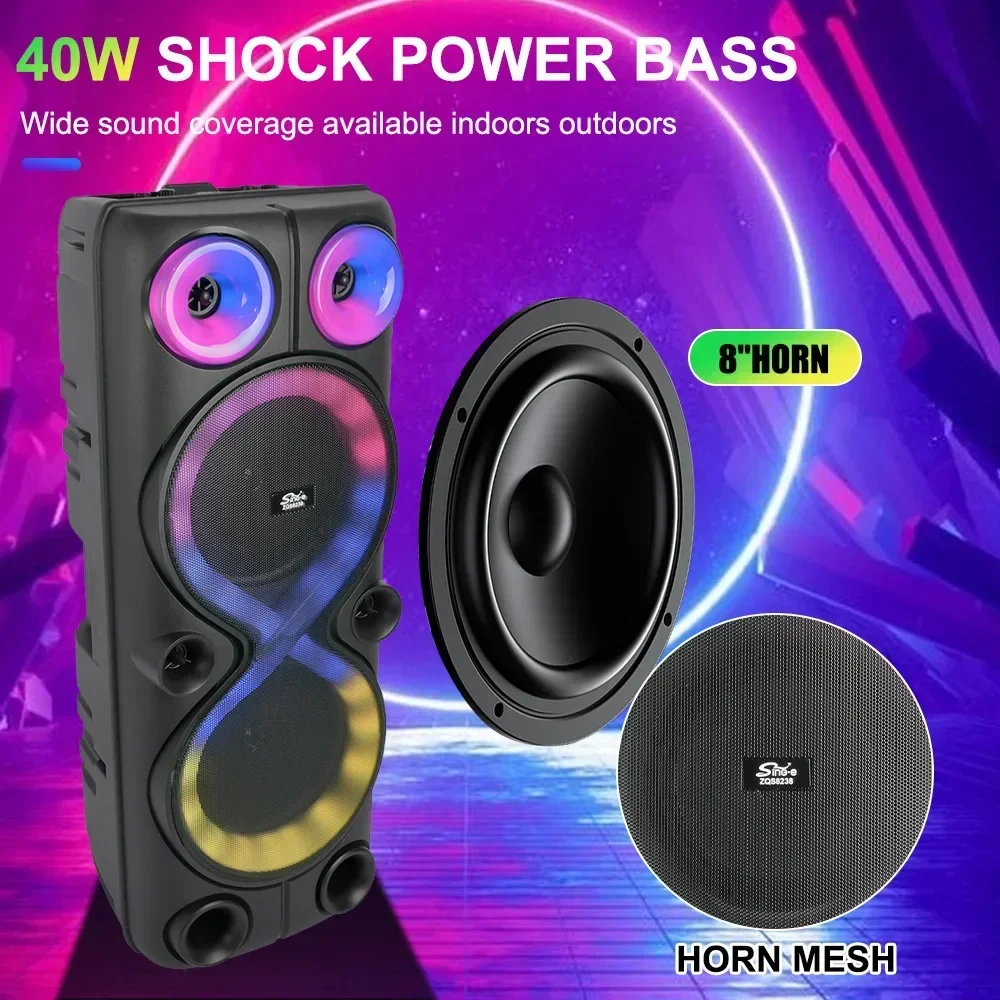 New High-power Bluetooth Speaker Dual 8-inch RGB Marquee Wireless 3