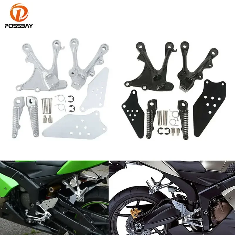 

1 Set Motorcycle Front Foot Pegs Footrests Pedals Accessories For Kawasaki ZX-6R 636 ZX-6RR 2005 2006 Moto Footpegs Assembly Kit