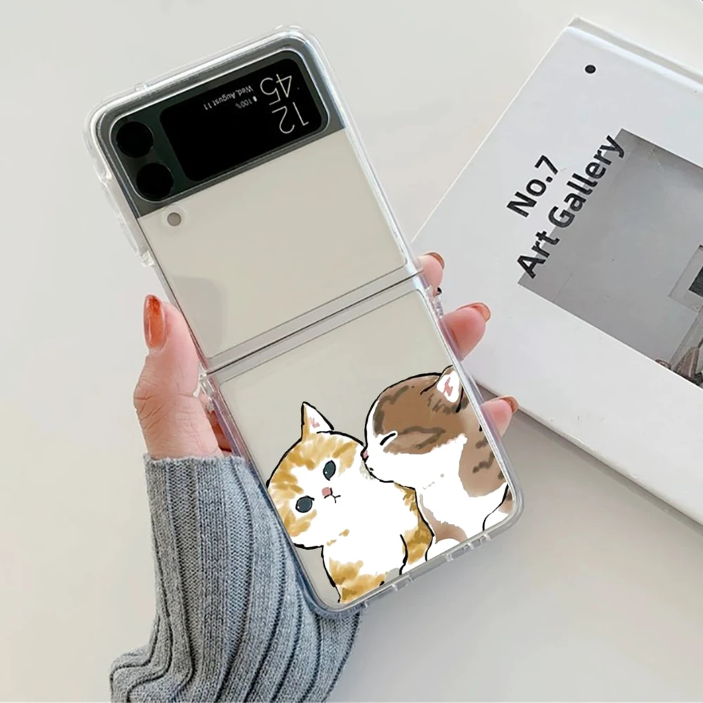 Adorable Cartoon Cat Couple Hard Transparent Phone Case