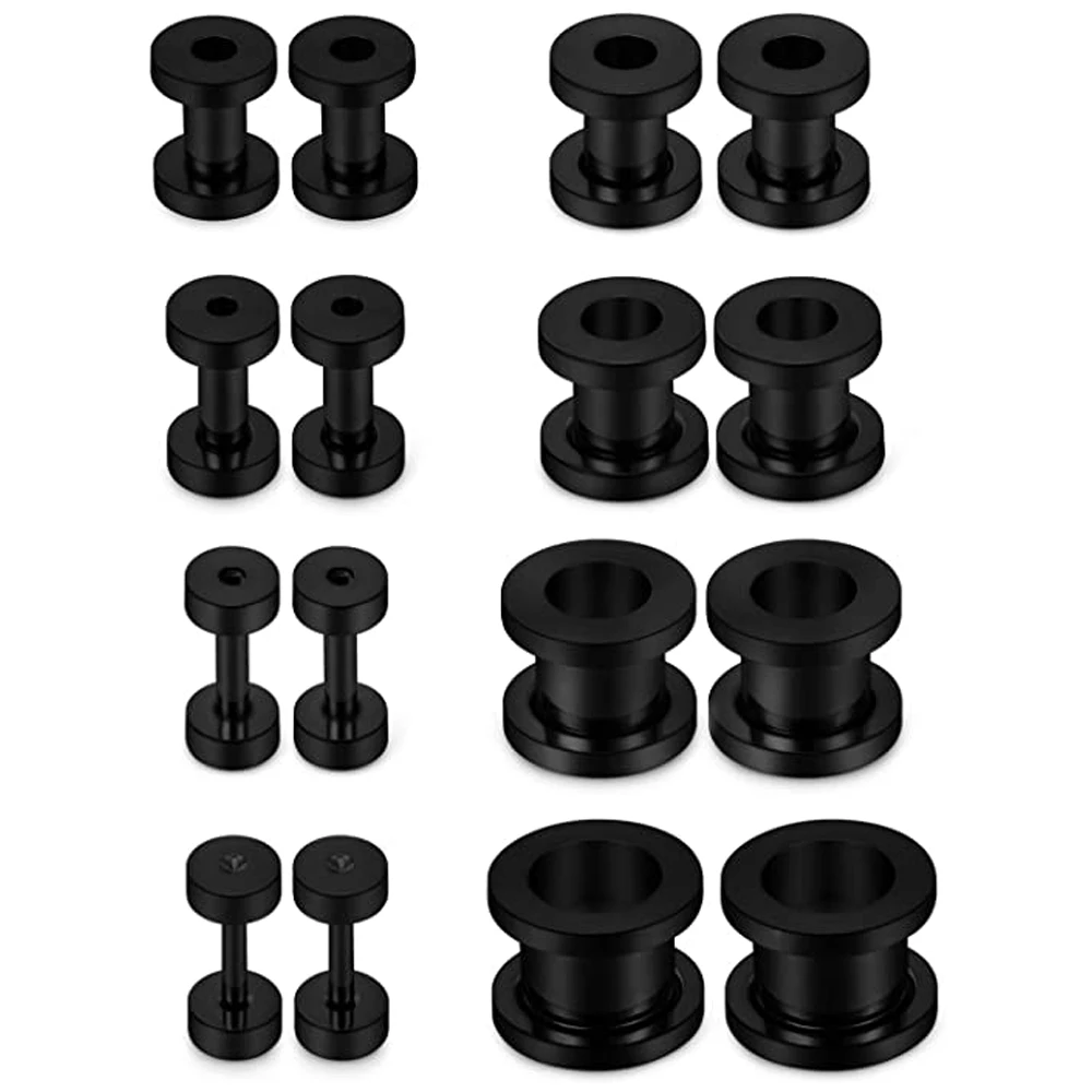 Ear Gauges Kit Surgical Steel Tunnel Expander Earrings Earlobe Plugs