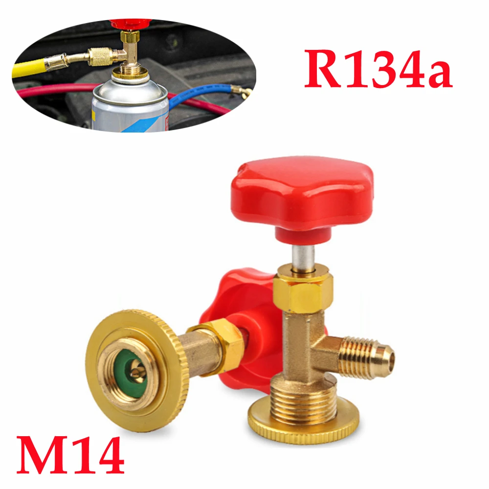 Freon r134a Refill Adapter M14 Car a/c r134a Valve Cap Dispenser Car Air Conditioning Fittings 1/4 sae Can Tap Open Valve