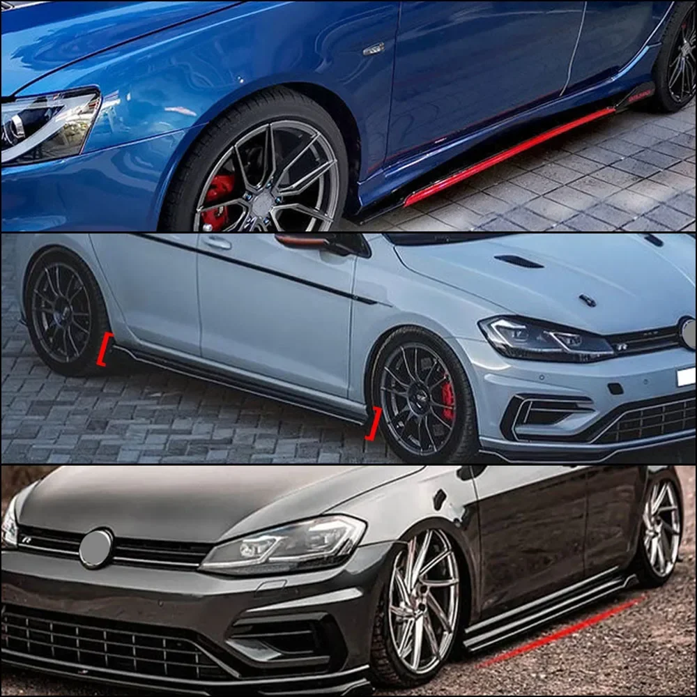 FOR VW Polo Vento Fox 2M Car Side Skirt Extension Plate Lip Separator Bumper 2.18M Racing Side Spoiler