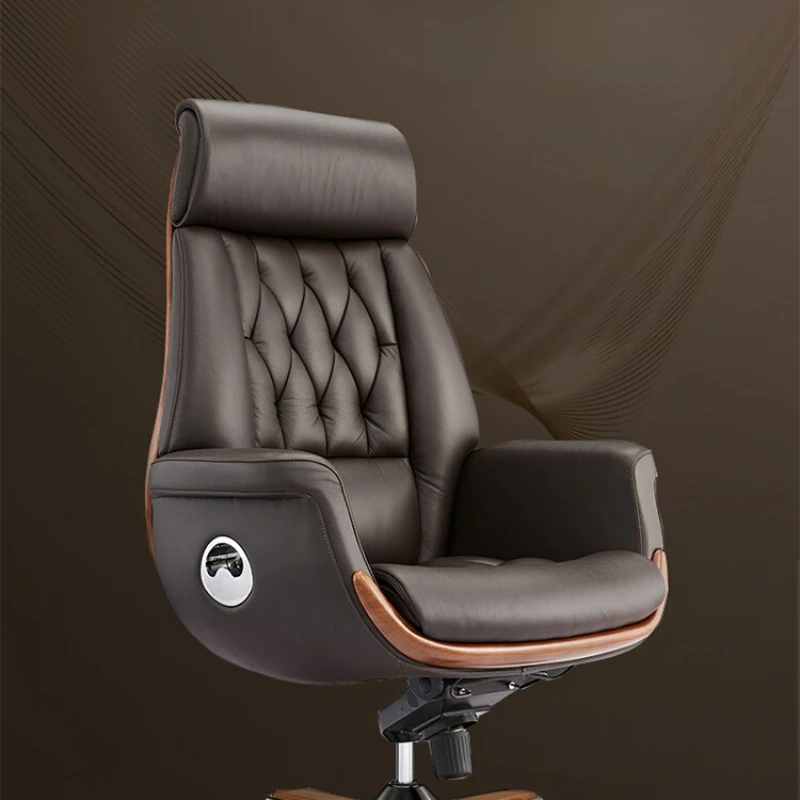 Boss chair, large class chair, home reclining business cowhide lift office chair, backrest study, comfortable swivel chair