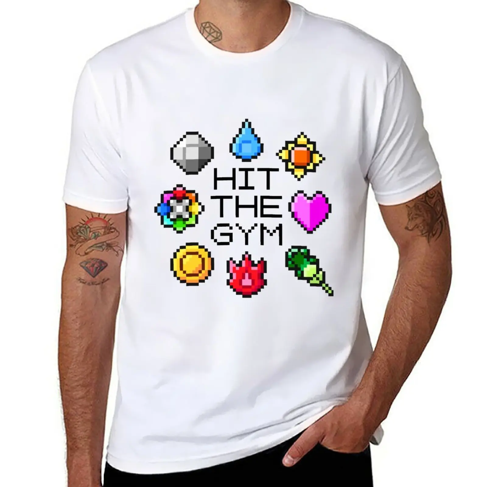 

Hit The Gym Indigo League Badges T-Shirt boys whites aesthetic clothes mens workout shirts