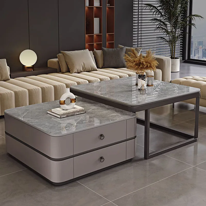 

Square Black Coffee Tables Storage Legs Minimalist Apartamento Floor Low Side Table Living Room Design Mesa Furniture For Home