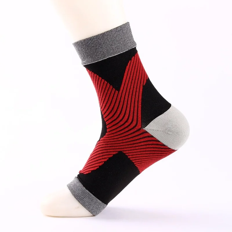 1pair Sports Ankle Brace Compression Support Sleeve Elastic Breathable for Injury Recovery Joint Pain Foot Running Socks