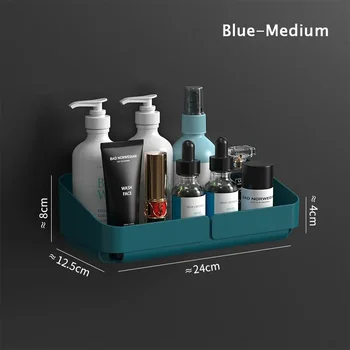 ห้องน้ําห้องครัวความสะดวกสบายชั้นวางแต่งหน้าOrganizerเครื่องสําอางแชมพูRackชั้นวางของผนังเครื่องเทศไม่มีการเจาะ 8