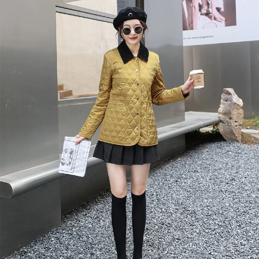 Winter Jacket Women Fashion Warm Thick Patchwork Short Style Cotton padded Parkas Coat Turn Down Collar Winter Clothes Women 2XL