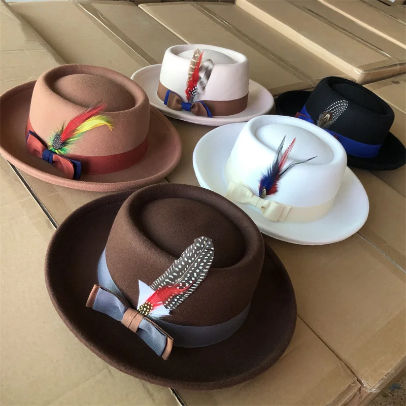 Men's hat Fedora Hat Women's Fashion Autumn and Winter Pork Pie