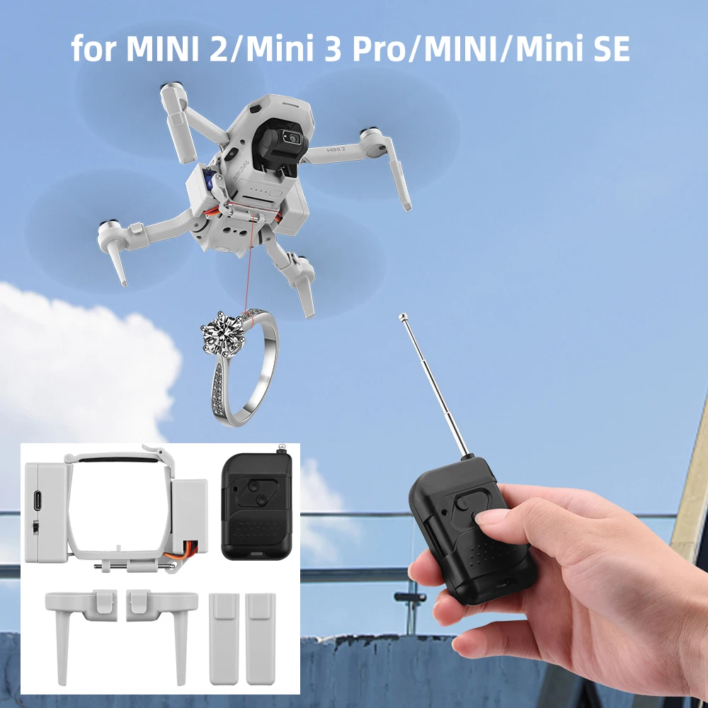 Mini2 Mini Drone Airdrop Clip Payload Delivery Landing Transport Equipment Release Fishing Baik and Gift Parabolic for DJI Mavic Mini/Mini2 Drone Accessories 