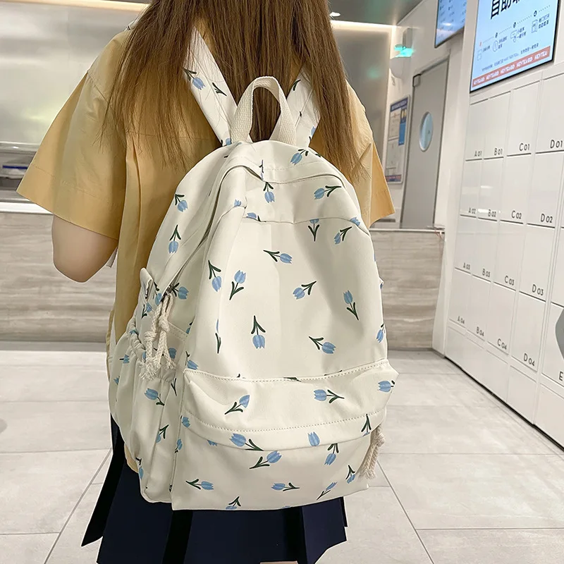 

Printing Sweet Girls School Bags for Teenagers Middle Student Backpack Women Nylon Casual Bagpack Japanese Style