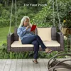 Rattan Porch Swing, Heavy Duty 800 LBS Outdoor Hanging Seat with Extra Cushion and Adjustable Chain, The Porch Swing Seat 1