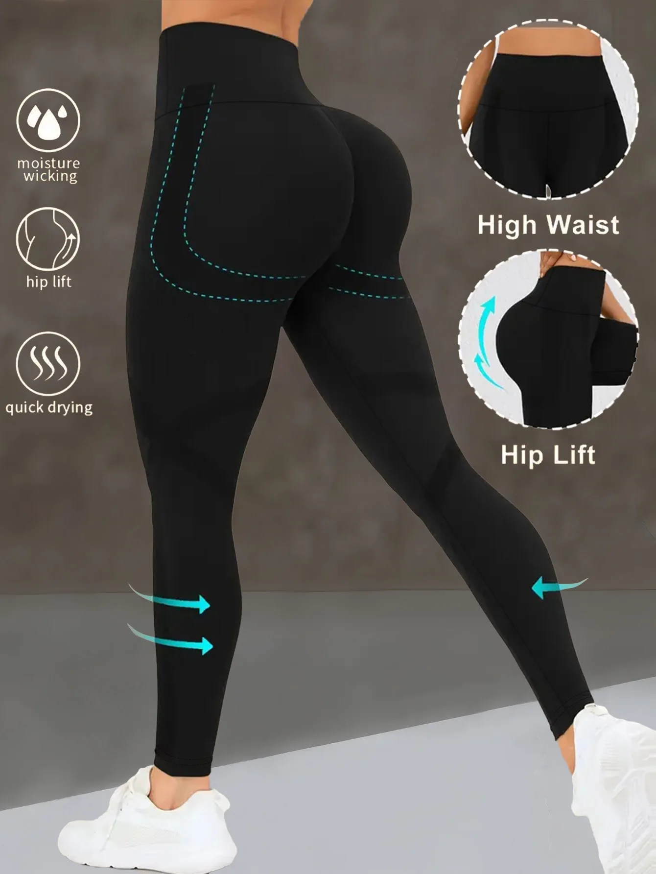 Womens Sports High Waist Skinny Leggings Elastic Slim Tummy Control Hip Lifting For Yoga Running Outdoor Cycling 5